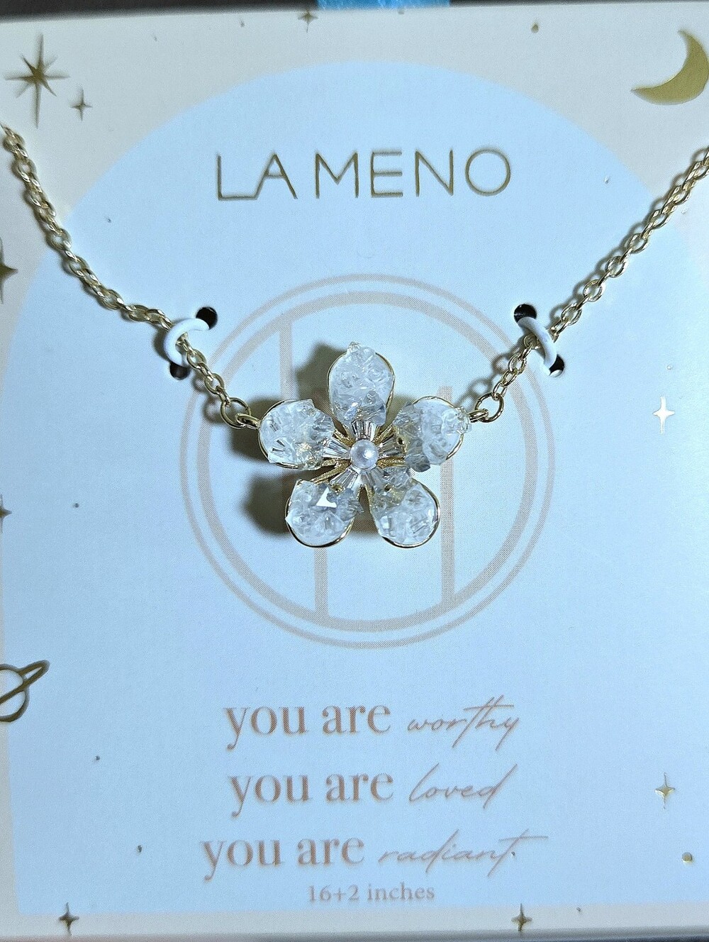 La Meno Stationary Druzy Flower🌸 Pendant Necklace - NIB - Picture 4 of 15